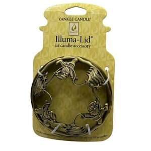 Yankee Candle Christmas Illuma-Lid Jar Candle Topper Santa Trees NOS Bronze Tone